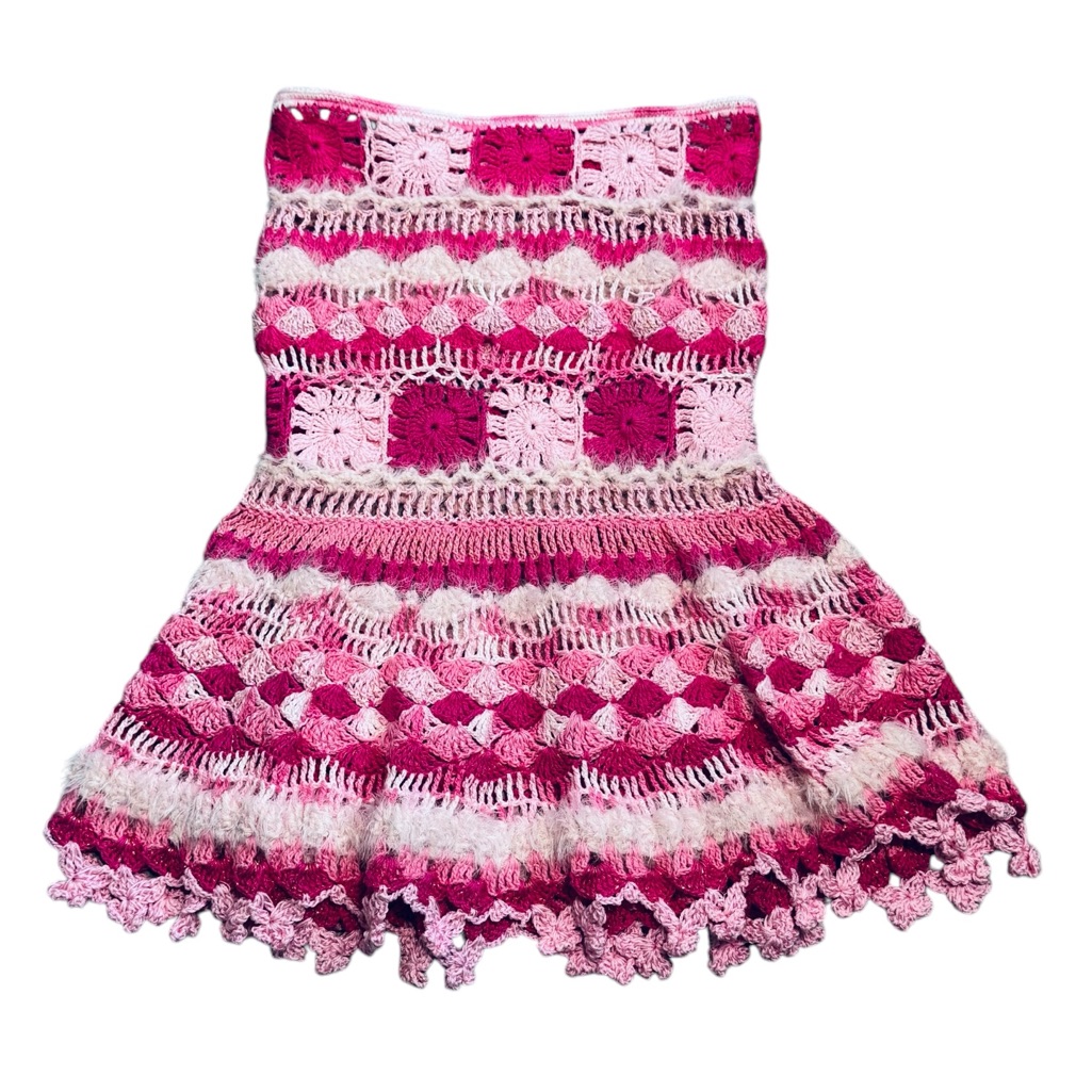 Alix Pinho***Pink Crochet Mini- Dress***Small $785